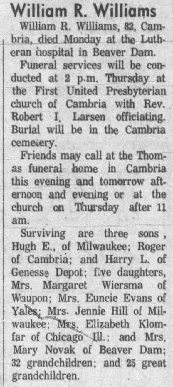 Obituary for William R Williams (Aged 82)